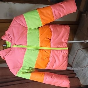 S. Rothchild Girls Pink, Yellow & Orange Neon Hooded Jacket, Size M(10/12)